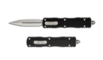 Microtech 227-10 Dirac Delta Tactical AUTO OTF Stonewashed Double Edge Dagger Blade Black Aluminum